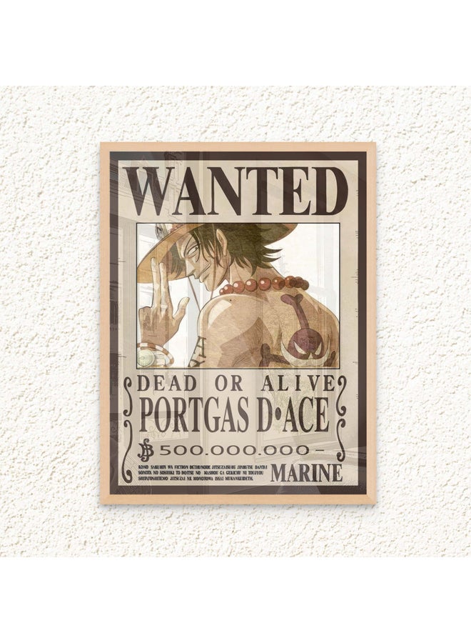 Art Decor Art Decor Framed Fine Art One Piece Wanted Poster Wall Art Portas D Ace Anime Artwork Portrait Print Wall Décor for Bedroom Boys' Room Living Room Gaming Room  - Image 1