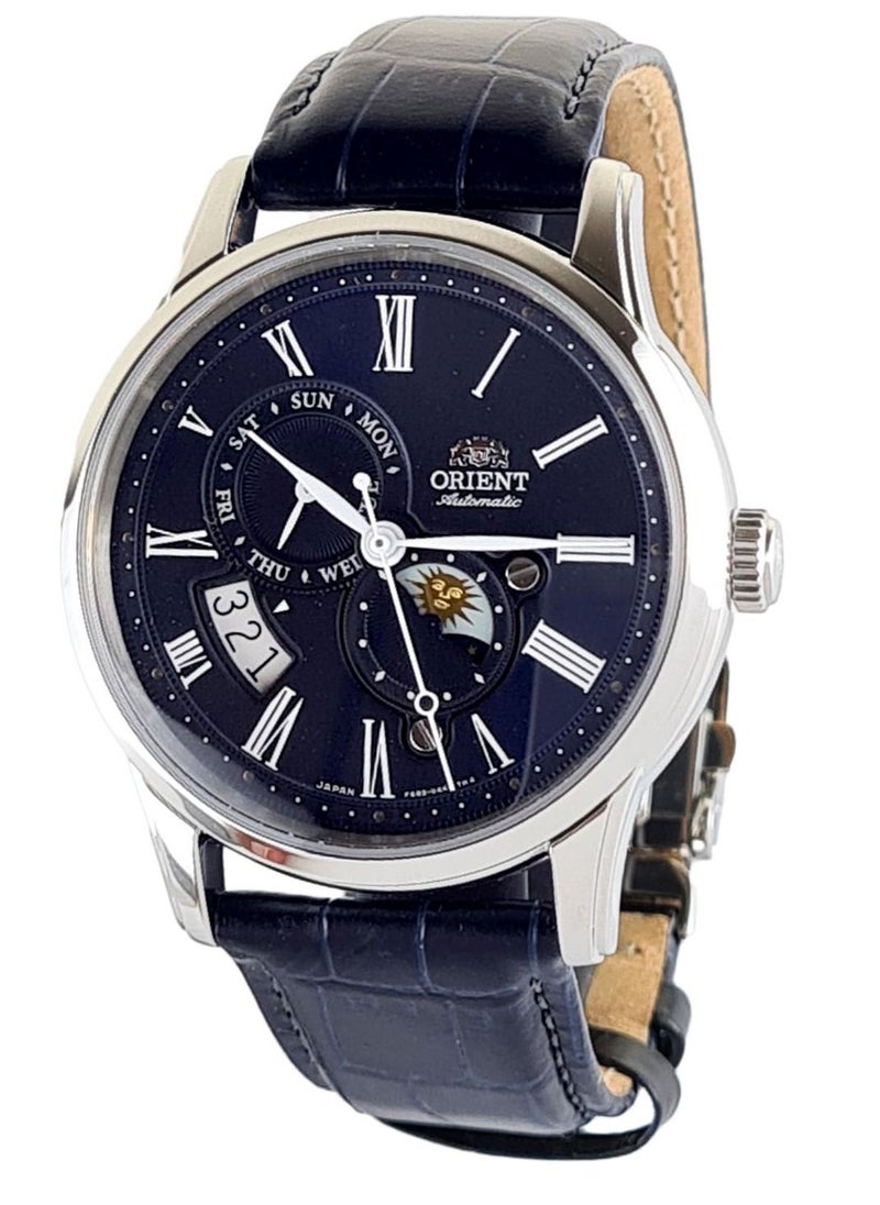 ORIENT - ساعة أورينت صن آند مون أوتوماتيكية بسوار جلدي ومينا بني للرجال RA-AK0011D00C - Image 1