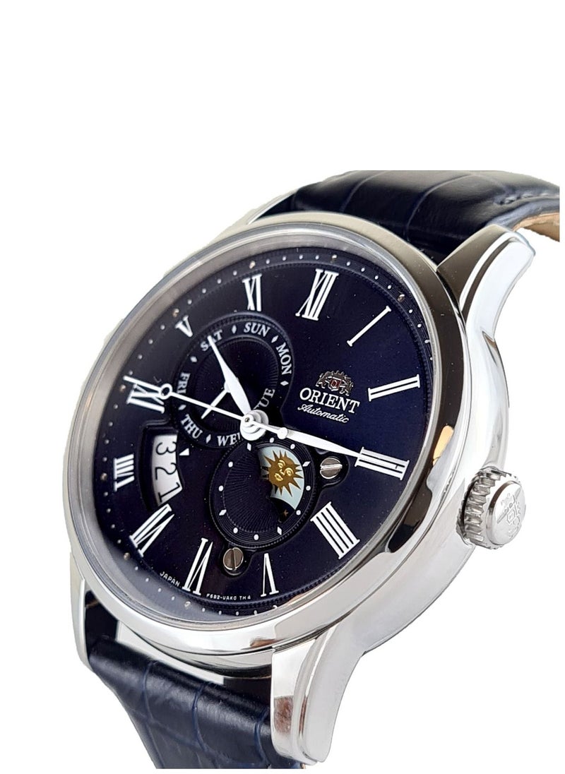 ORIENT - ساعة أورينت صن آند مون أوتوماتيكية بسوار جلدي ومينا بني للرجال RA-AK0011D00C - Image 1