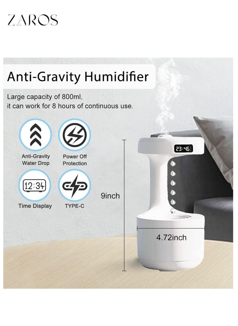Ultrasonic Humidifier 800ml USB Mini Humidifier with Anti-Gravity Water Drops Light Effects