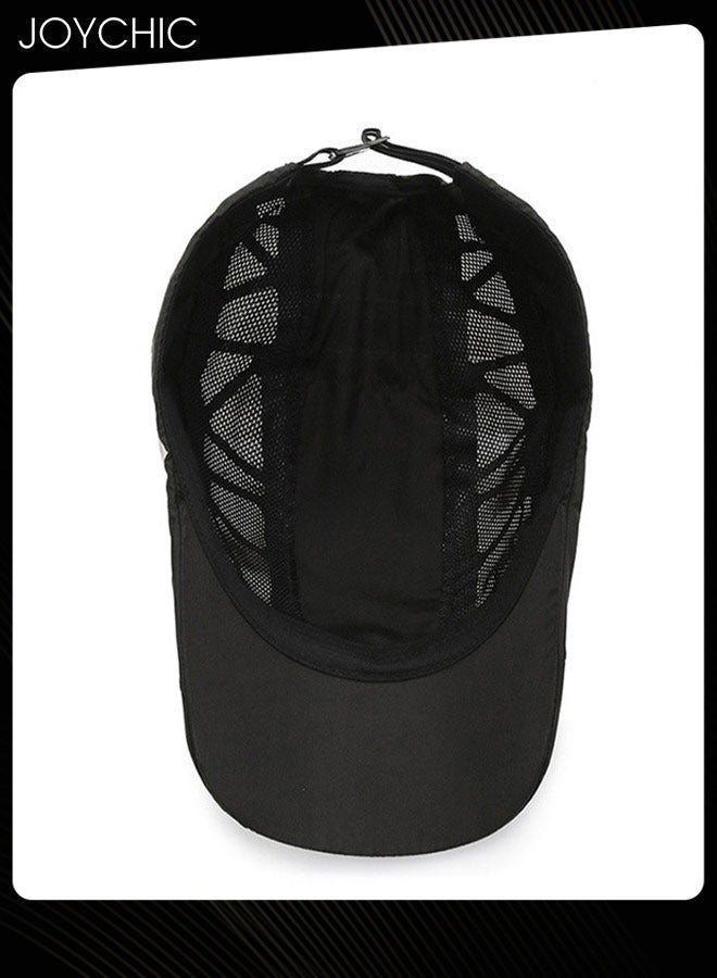 Joychic Baseball Cap for Men Mesh Flat Cap Berets Newsboy Hat Quick-Drying Mesh Breathable Trucker Hat Adjustable Sports Cap Golf Hats Black - Image 4