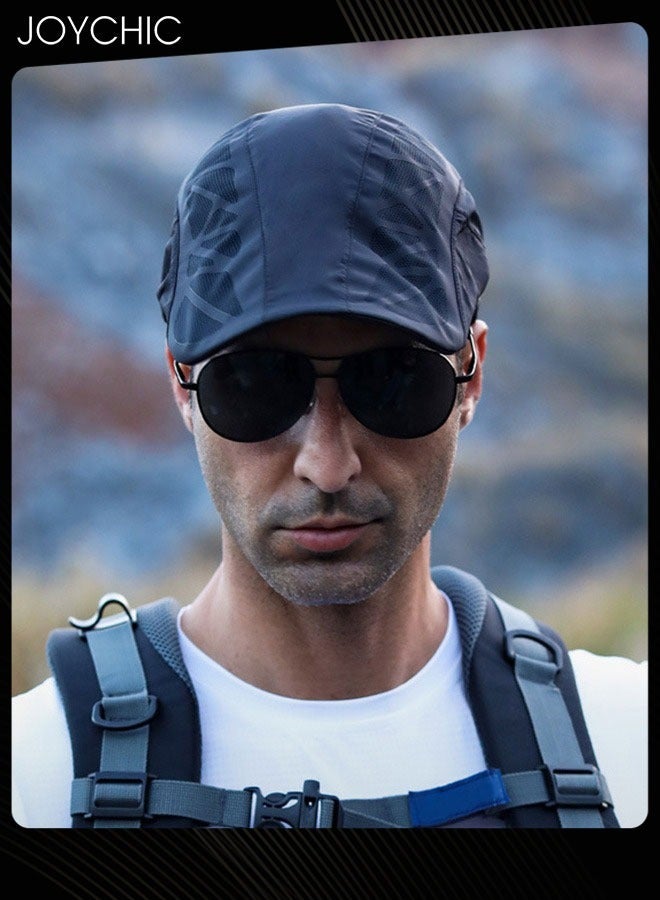 Joychic Baseball Cap for Men Mesh Flat Cap Berets Newsboy Hat Quick-Drying Mesh Breathable Trucker Hat Adjustable Sports Cap Golf Hats Black - Image 1