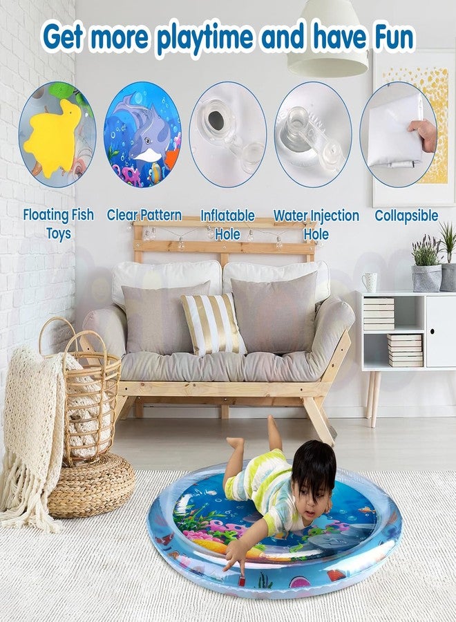 Kidology Inflatable Tummy Time Leakproof Water Play Mat for Babies 3 Months & Above | Sensory Water Pad Fun Activity Play Center Indoor and Outdoor Activity | Ideal for Gifting (Round), Blue - Image 3
