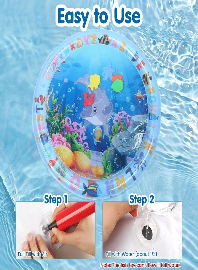 Kidology Inflatable Tummy Time Leakproof Water Play Mat for Babies 3 Months & Above | Sensory Water Pad Fun Activity Play Center Indoor and Outdoor Activity | Ideal for Gifting (Round), Blue - Image 5