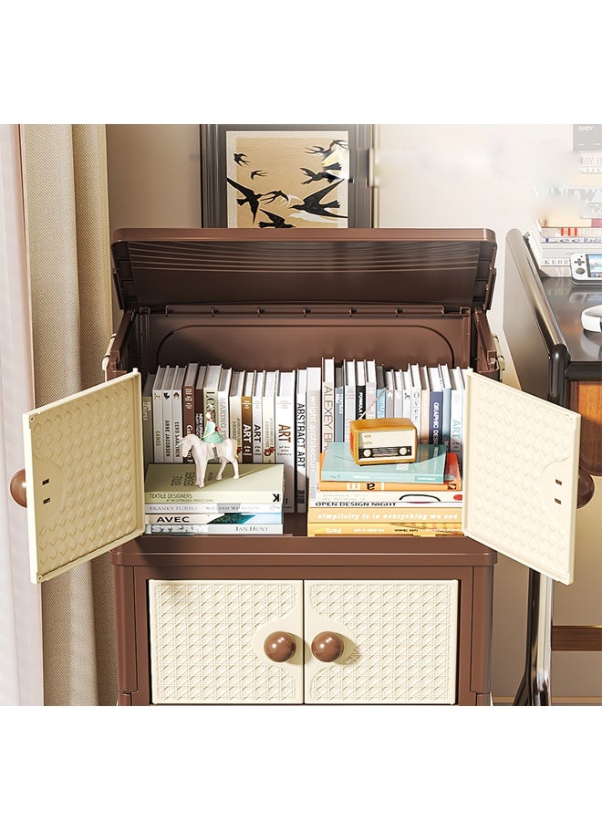 4-Tier Foldable Plastic Storage Cabinet 43.5x27.5x105.5 cm Slim Organizer with Double Doors & Wheels - Image 4