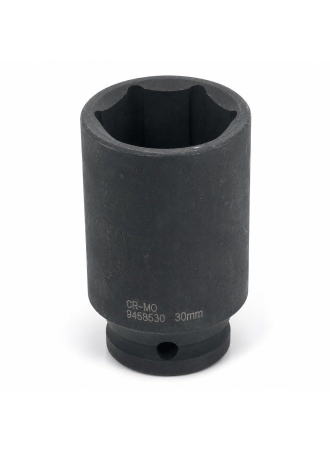 30mm Deep Impact Socket, 1/2 Inch Square Drive, Cr-Mo Steel 6 Point Socket for Impact Wrench, Ratchet and Breaker Bar - Image 1
