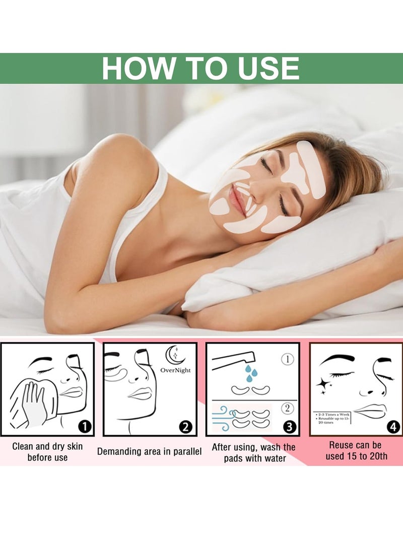 Generic - 16 PCS Anti Wrinkle Patches, Reusable Forehead Wrinkle Patches silicone face wrinkle pads face patches facial patches for Eye Mouth Chin Wrinkles Smoothing & Anti-Ageing - Image 1