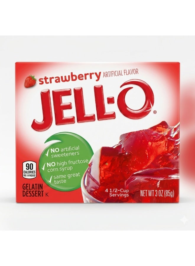Jell-O Strawberry Gelatin Desert 85g - Image 3