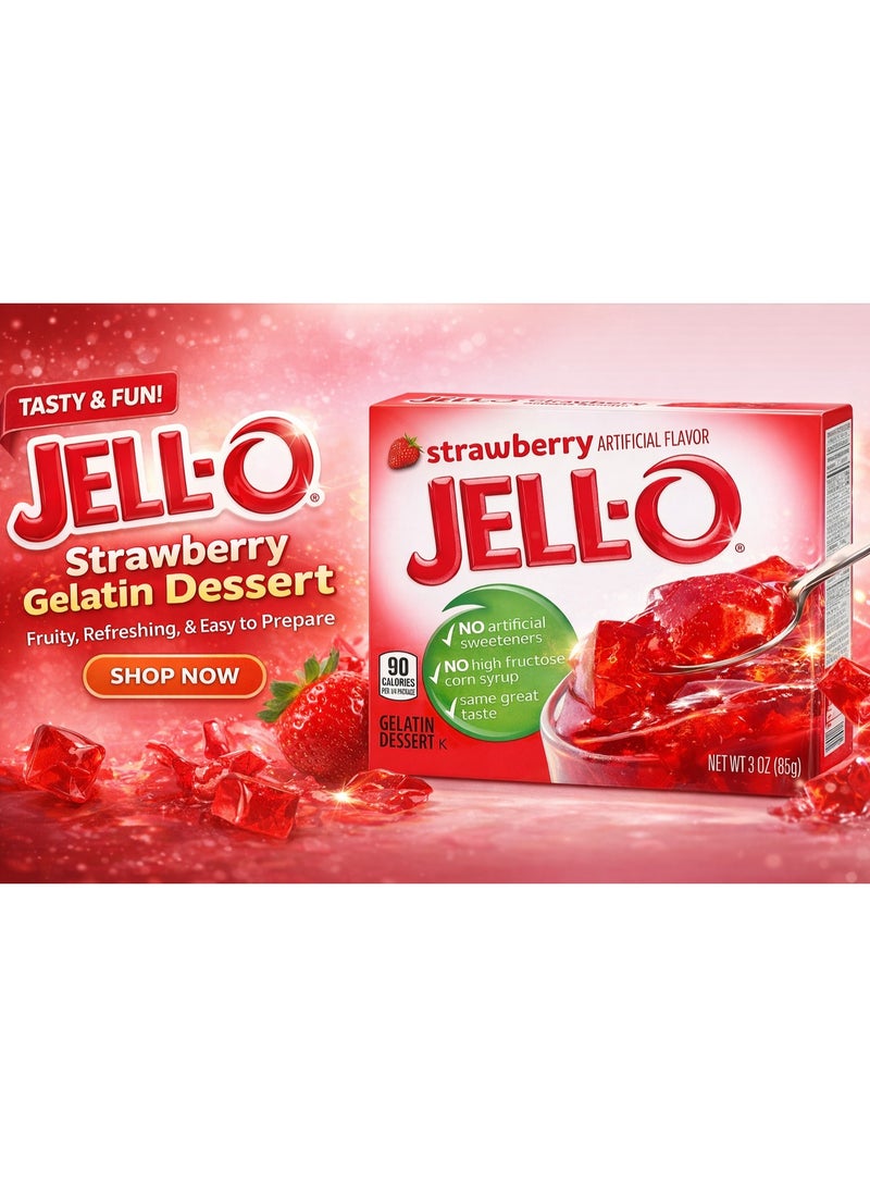 Jell-O Strawberry Gelatin Desert 85g - Image 4
