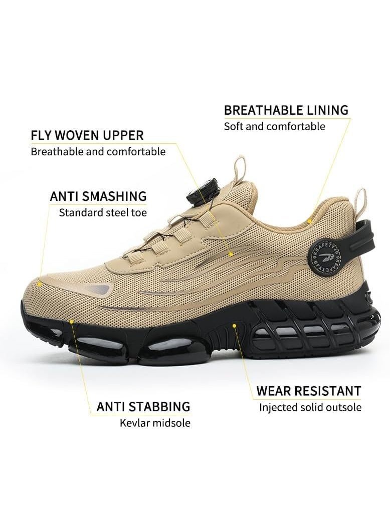 Men’s Steel Toe Safety Shoes Lightweight Breathable Work Sneakers, Puncture Proof Non Slip Safety Boots with Shock Absorption for Construction Warehouse Hiking Outdoor Work - Image 2