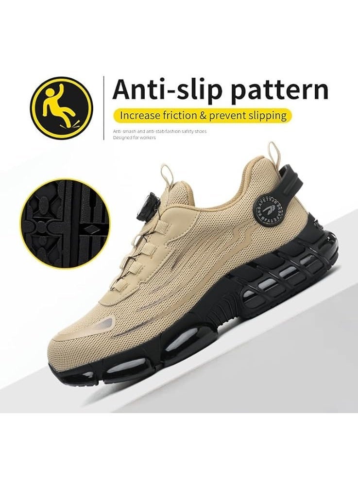 Men’s Steel Toe Safety Shoes Lightweight Breathable Work Sneakers, Puncture Proof Non Slip Safety Boots with Shock Absorption for Construction Warehouse Hiking Outdoor Work - Image 5