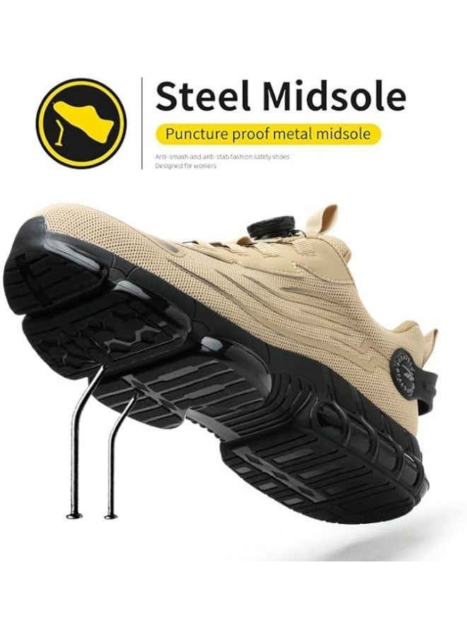 Men’s Steel Toe Safety Shoes Lightweight Breathable Work Sneakers, Puncture Proof Non Slip Safety Boots with Shock Absorption for Construction Warehouse Hiking Outdoor Work - Image 4