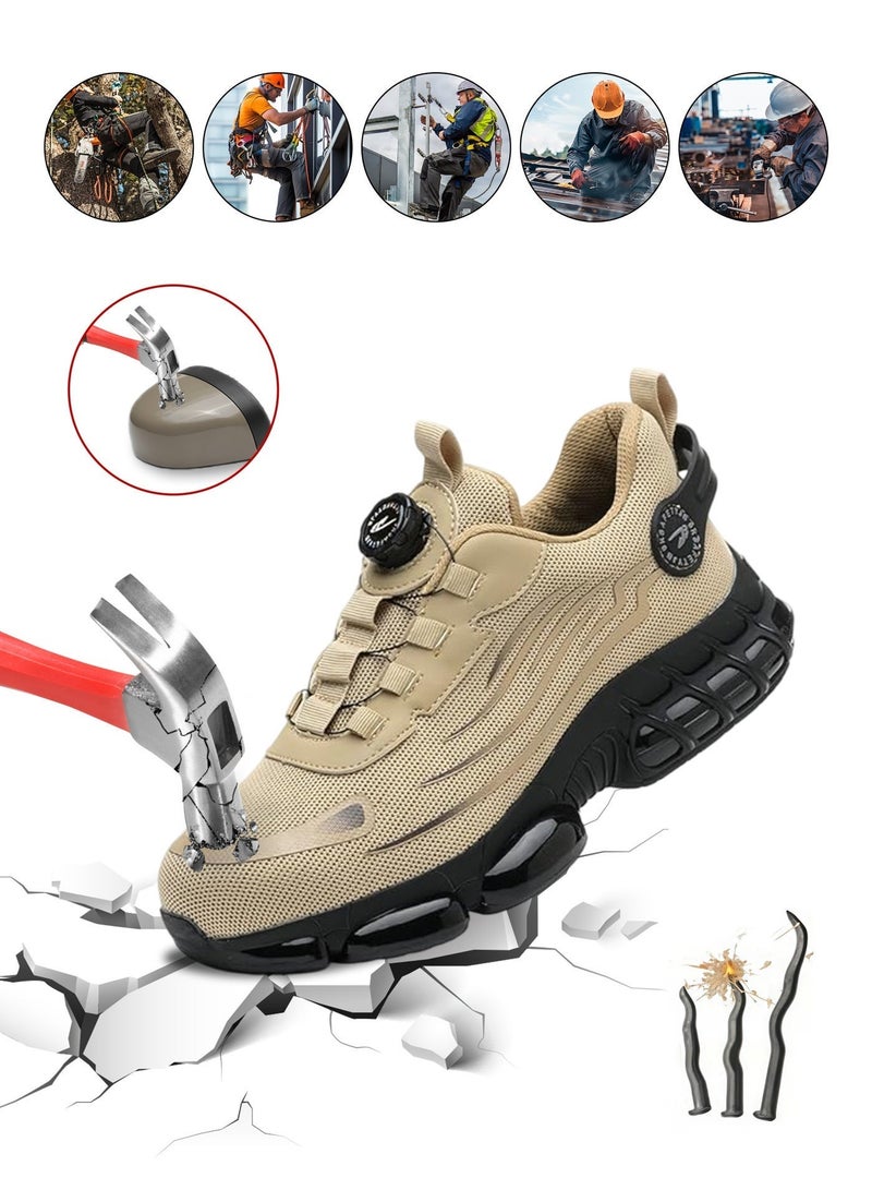 Men’s Steel Toe Safety Shoes Lightweight Breathable Work Sneakers, Puncture Proof Non Slip Safety Boots with Shock Absorption for Construction Warehouse Hiking Outdoor Work - Image 1