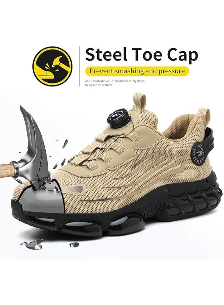 Men’s Steel Toe Safety Shoes Lightweight Breathable Work Sneakers, Puncture Proof Non Slip Safety Boots with Shock Absorption for Construction Warehouse Hiking Outdoor Work - Image 3