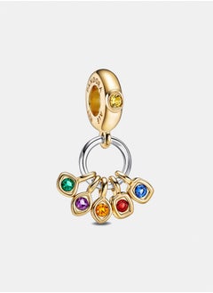 PANDORA Marvel Infinity 14k gold plated and sterling silver dangle with royal green royal blue salsa red royal purple honey coloured and blazing 
