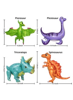 Sienon BlingABC 4Pack Giant 3D Dinosaur Balloons Standing Inflatable Dino Aluminium Foil Balloons Decoration for Kids Birthday Baby Shower Jungle Party Supplies  - Image 2
