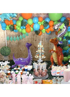 Sienon BlingABC 4Pack Giant 3D Dinosaur Balloons Standing Inflatable Dino Aluminium Foil Balloons Decoration for Kids Birthday Baby Shower Jungle Party Supplies  - Image 4