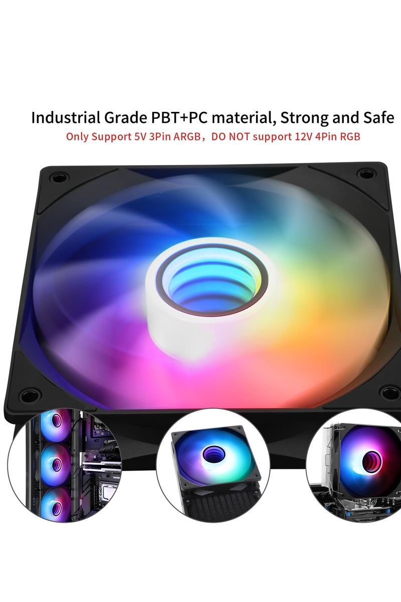 Thermalright Thermalrlght TL-C12B-S V3 X3 Packs CPU Case Fan 120mm ARGB Fan with ARGB Mirror Light Effect, 4pin PWM Silent Computer Cooler Fan, for Case CPU Liquid Cooler and CPU Air Cooler, Quiet CPU PC ARGB Fan - Image 3