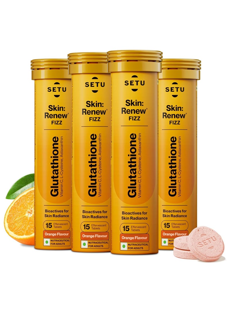 سيتو أقراص جلوتاثيون لتجديد البشرة لبشرة متوهجة | 60 قرصًا فوارًا مع 500 ملغ من الجلوتاثيون وفيتامين سي | مُكمّل غذائي خالٍ من السكر، مُضاد للأكسدة ومُنعش للبشرة لبشرة صافية | برتقالي (عبوة من 4 قطع) - Image 1