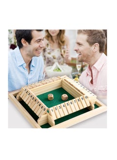 ECVV Shut The Box Dice Game 4 Sided Wooden Table Math Board Game for 1-4 Players Classic Family Game with 2 Dices for Family Classroom Home or Bar  - Image 2