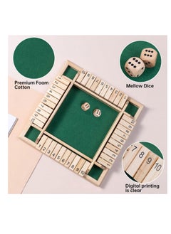 ECVV Shut The Box Dice Game 4 Sided Wooden Table Math Board Game for 1-4 Players Classic Family Game with 2 Dices for Family Classroom Home or Bar  - Image 3