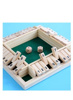 ECVV Shut The Box Dice Game 4 Sided Wooden Table Math Board Game for 1-4 Players Classic Family Game with 2 Dices for Family Classroom Home or Bar  - Image 5