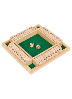 ECVV Shut The Box Dice Game 4 Sided Wooden Table Math Board Game for 1-4 Players Classic Family Game with 2 Dices for Family Classroom Home or Bar  - Image 1