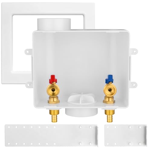 HeSun 1-Pack HeSun Washing Machine Outlet Box, 1/2 Inch Crimp Pex Inlet x 3/4 Inch MHT Outlet Connection, Pex Washer Laundry Box with Center Drain(WM002) - Image 1