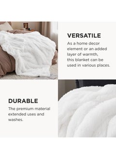 Bedsure Bedsure Soft White Blankets Queen Size for Bed, Fluffy Fuzzy Blankets for Full Queen Bed, Cozy Plush Sherpa Fleece Faux Fur Blanket for Winter, Thick Warm Blanket Gifts for Women, Men, 90x90  - Image 4