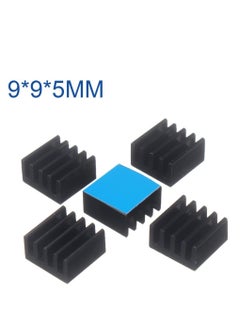 ماركة غير محددة 20PCS Black Aluminum Heat Sink with Thermal Conductive Adhesive Tape, 9×9×5mm Heatsink Cooler for Cooling VRM GPU Stepper Driver MOSFET VRam Regulators  - Image 5