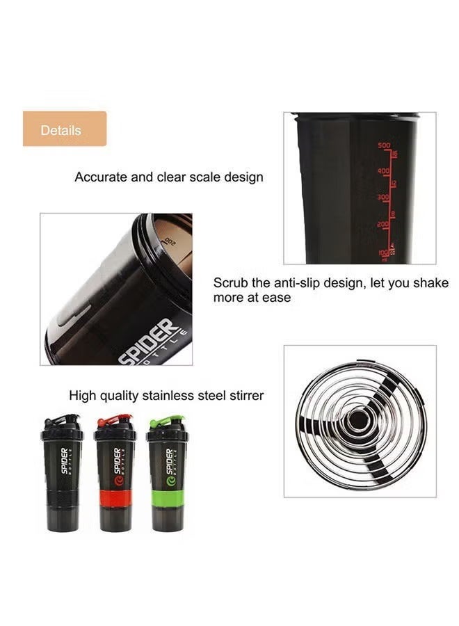 SPIDER Sports Shaker Bottle Whey Protein Powder Mixing Bottle Sports Nutrition Protein Shaker Fitness Water Bottle With Three-Layer Black/Green - Image 2