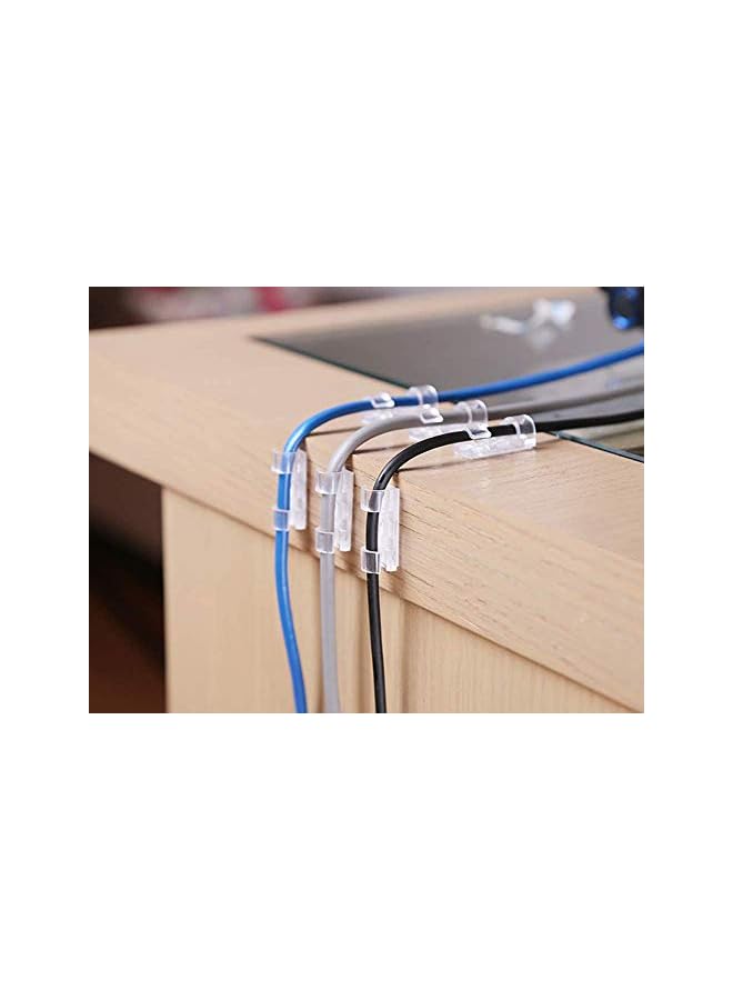 Excefore 60PCS Transparent Cable Clips Strong Self-Adhesive Cable Drop Wire Holder, Durable Mount-Round Plastic Cord Management Organiser Clamps for Home and Office (Transparent) - Image 2