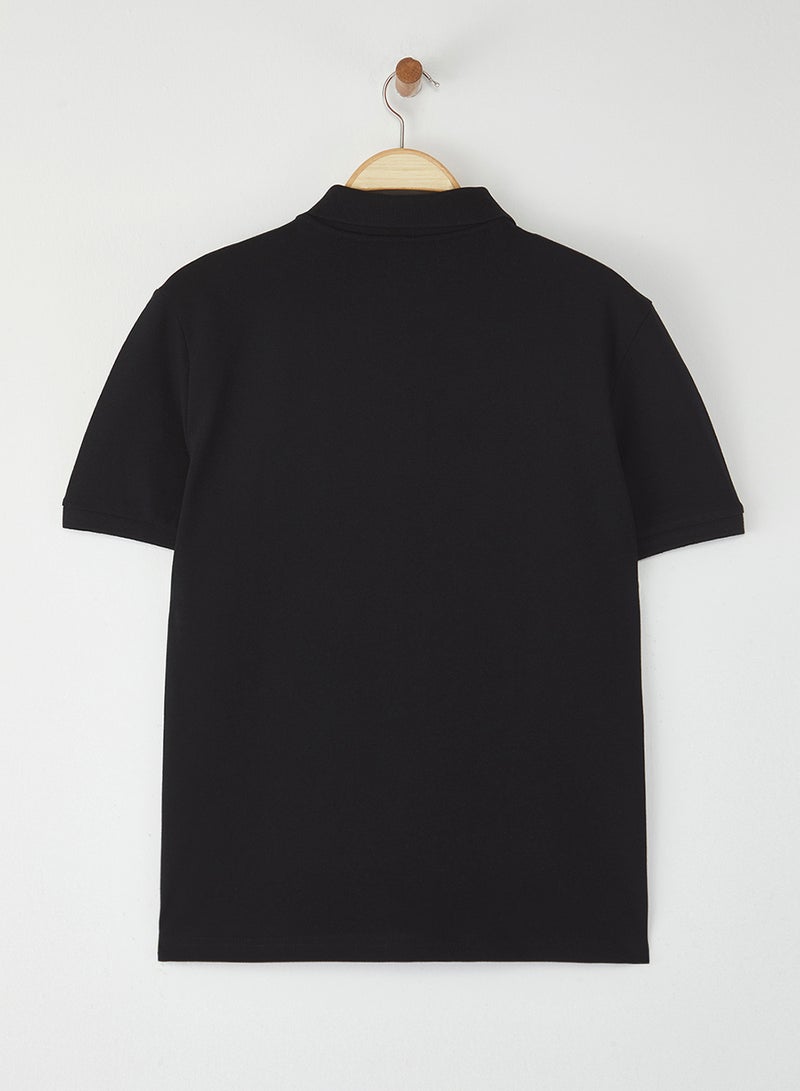 trendyol Black Regular/Normal Cut Eagle Embroidery Detailed Polo Neck T-Shirt Tmnss25Po00017 - Image 5