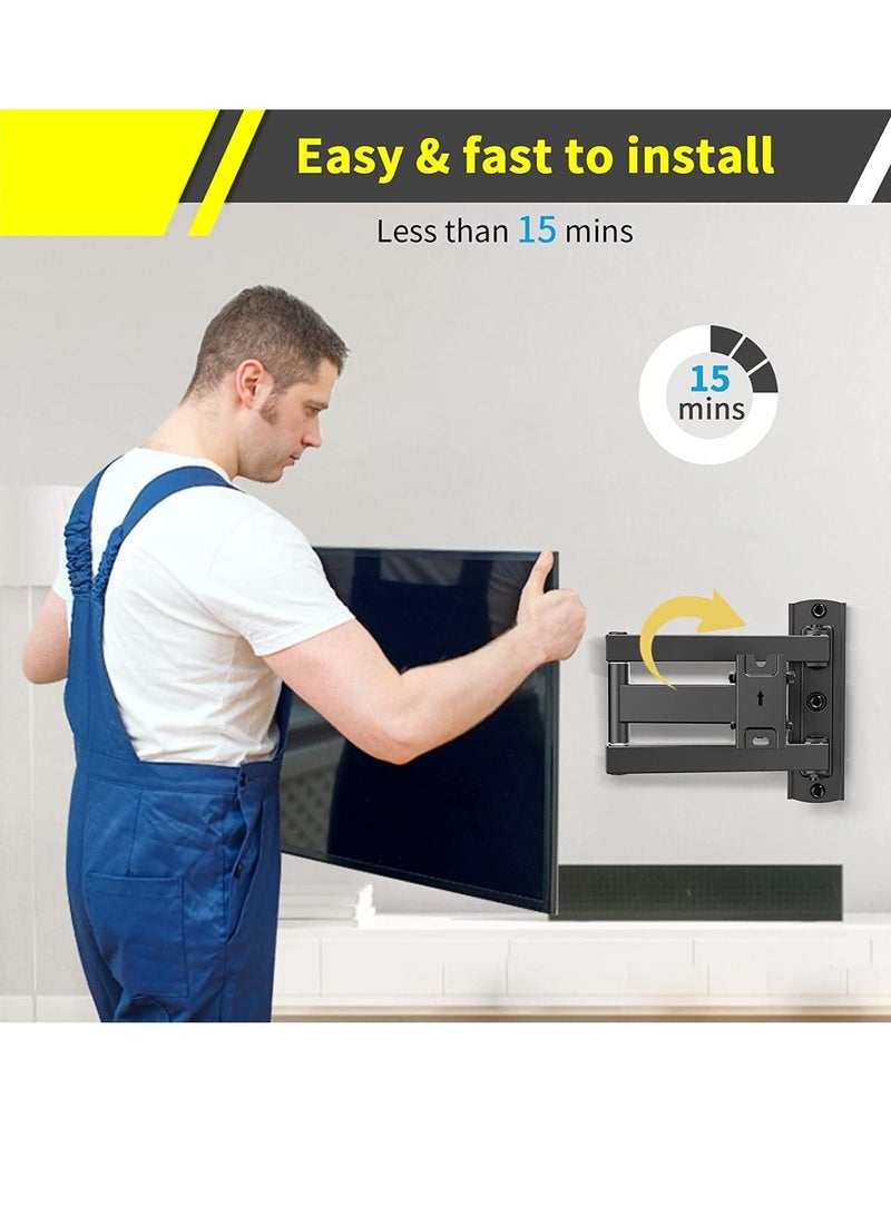 حامل حائط للتلفزيون قابل للإمالة والدوران - حامل فولاذي شديد التحمل لأجهزة التلفزيون LED وLCD والمسطحة والمنحنية مقاس 32-55 بوصة، سعة 70 رطلاً، VESA 400x400، RM-400 أسود - Image 2