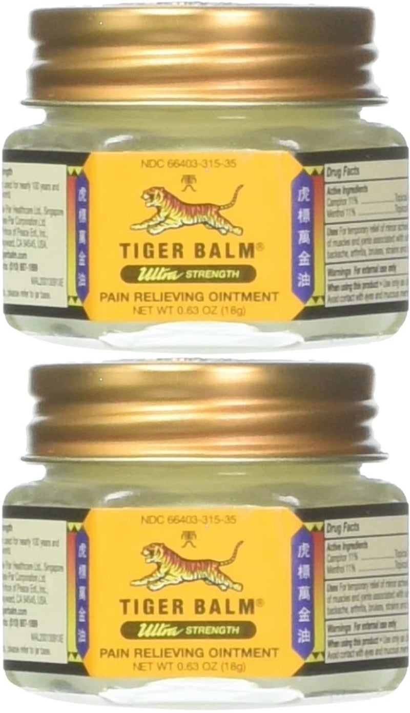 Tiger Balm مرهم تايجر بالمر للقوة الفائقة لتخفيف الألم غير ملون 18 جرام عبوة من 2