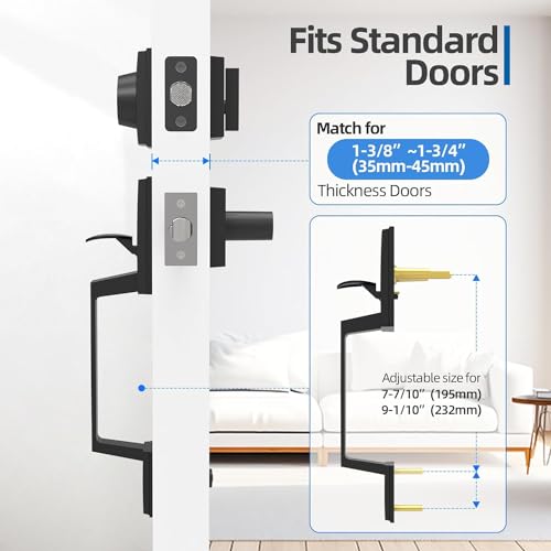 Colosus NDL833 Single Cylinder HandleSet with Lever Door Handle for Entrance and Front Door, Reversible for Right and Left Handed deadbolt Handle Set Iron Black Finish - Image 5