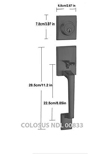 Colosus NDL833 Single Cylinder HandleSet with Lever Door Handle for Entrance and Front Door, Reversible for Right and Left Handed deadbolt Handle Set Iron Black Finish - Image 2