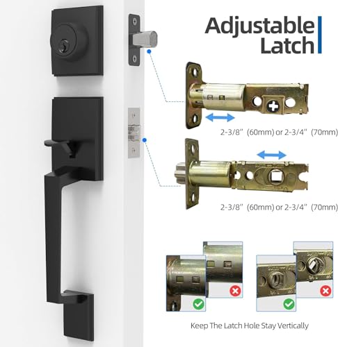 Colosus NDL833 Single Cylinder HandleSet with Lever Door Handle for Entrance and Front Door, Reversible for Right and Left Handed deadbolt Handle Set Iron Black Finish - Image 4