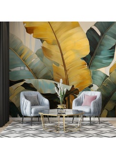 Home Gallery Jungle Leaf Tropical Plant Scandinavian Fabric Wallpaper Covers An Area ​​Up To 4.2Mx3M With Adhesive  And Smoothing Tool  - Image 1