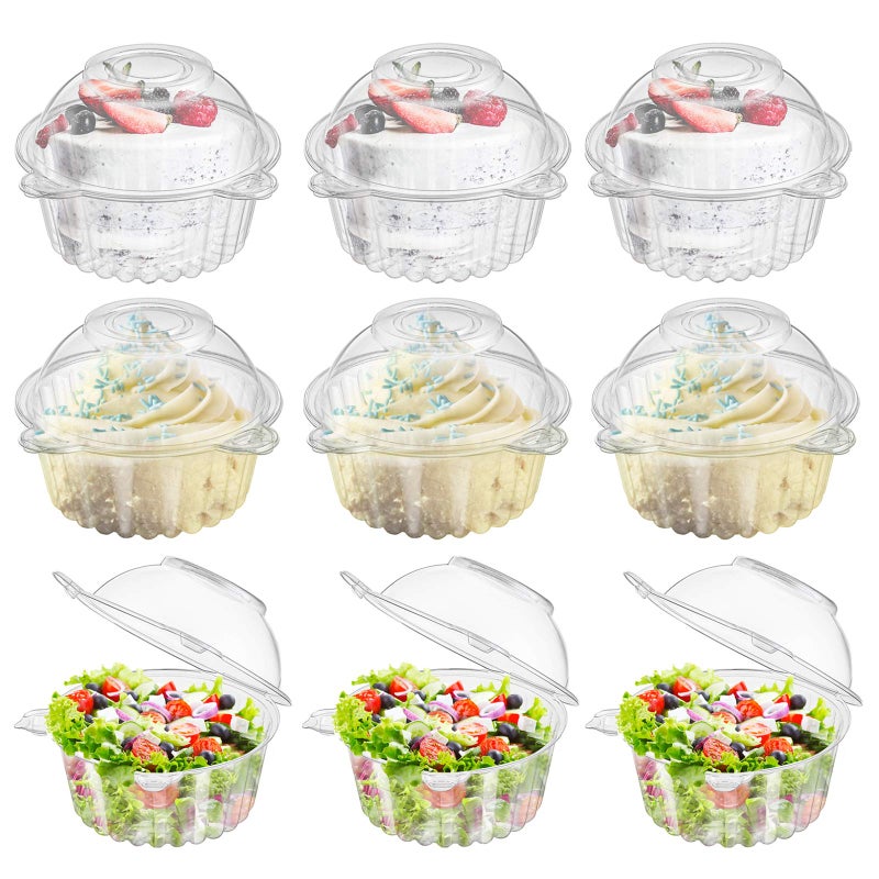 Bekith 150 Pack Individual Cupcake Containers, Plastic Cupcake Holder with Lid, Single Cupcake Boxes, Muffin Container for Party, Stackable - Image 1