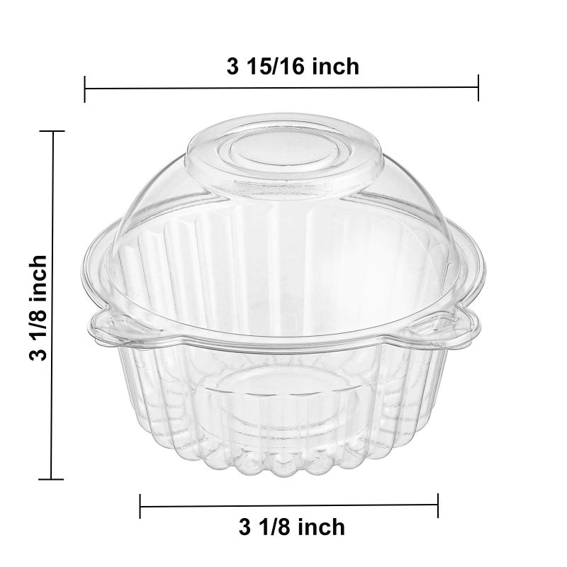 Bekith 150 Pack Individual Cupcake Containers, Plastic Cupcake Holder with Lid, Single Cupcake Boxes, Muffin Container for Party, Stackable - Image 3