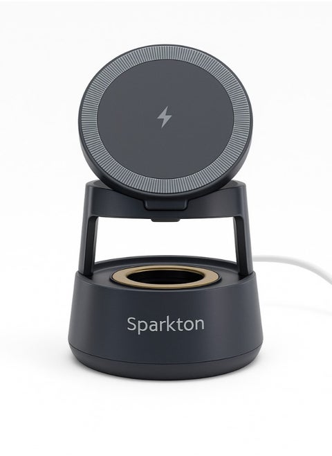 Sparkton 5 in 1 Wireless Charger   Multi-Device Fast Charging Station for Smartphone Earbuds Smartwatch  and More