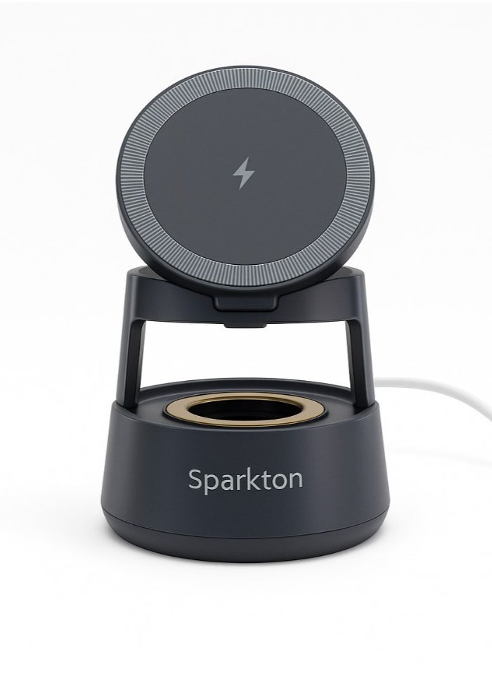 Sparkton 5 in 1 Wireless Charger   Multi-Device Fast Charging Station for Smartphone Earbuds Smartwatch  and More