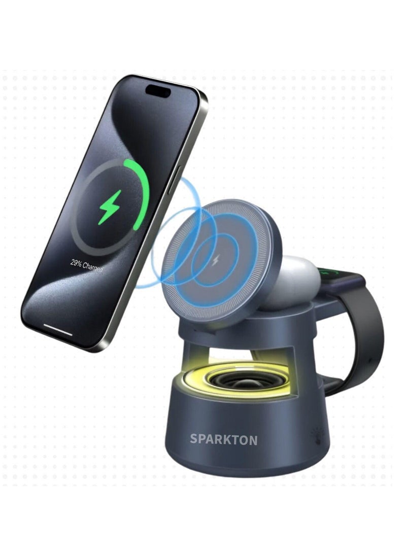 Sparkton 5 in 1 Wireless Charger   Multi-Device Fast Charging Station for Smartphone Earbuds Smartwatch  and More