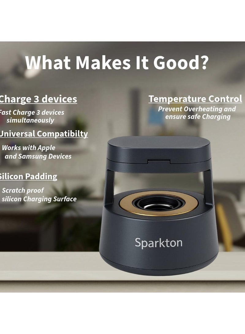 Sparkton 5 in 1 Wireless Charger   Multi-Device Fast Charging Station for Smartphone Earbuds Smartwatch  and More. - Image 5