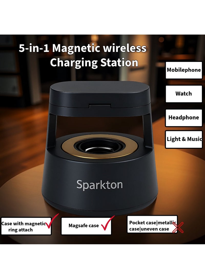 Sparkton 5 in 1 Wireless Charger   Multi-Device Fast Charging Station for Smartphone Earbuds Smartwatch  and More. - Image 1