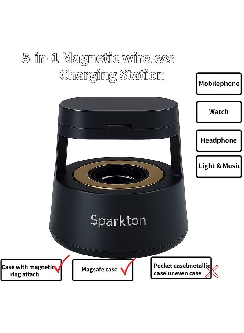 Sparkton 5 in 1 Wireless Charger   Multi-Device Fast Charging Station for Smartphone Earbuds Smartwatch  and More. - Image 2
