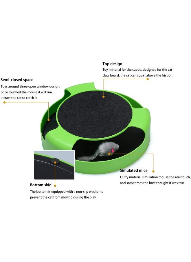 Mumoo Bear - Mumoo Bear Cat Interactive Toys With A Running Mice And A Scratching Pad, Green - Image 1