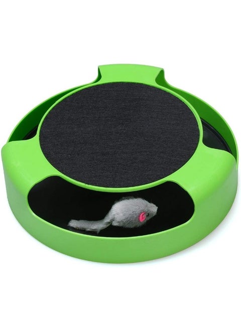 Mumoo Bear Cat Interactive Toys With A Running Mice And A Scratching Pad, Green