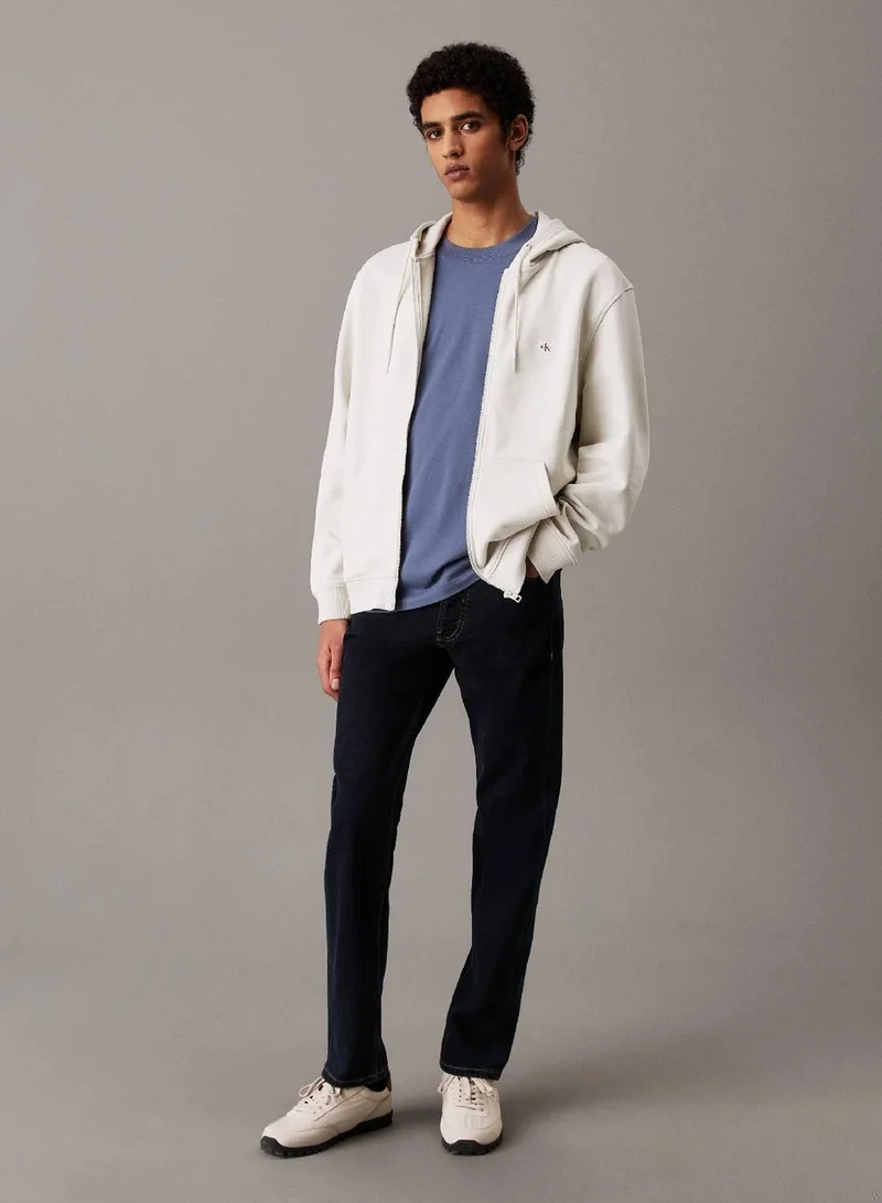 Calvin Klein Jeans Silver Birch Cotton Terry Zip Up Hoodie for Men | Best Price UAE